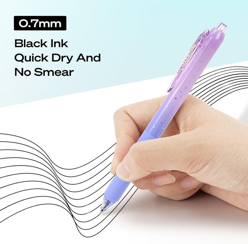 WRITECH Gel Pens Fine Point: Nebula Pen Set 0.7mm Black Ink Retractable 6ct Smooth Writing with Aesthetic Gradient Color Barrel for Journaling Note Taking Silent Click No Smear - Image 4